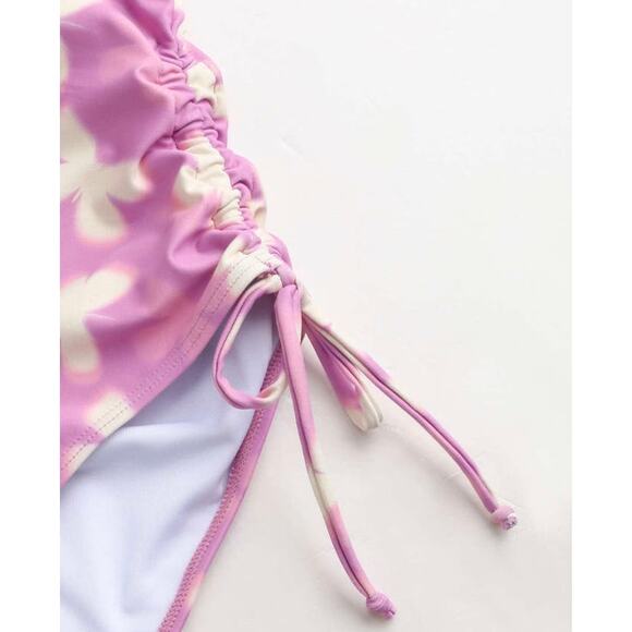 NWT Cider Butterfly Print Drawstring Underwire One Piece Swimsuit Size L - Picture 9 of 11